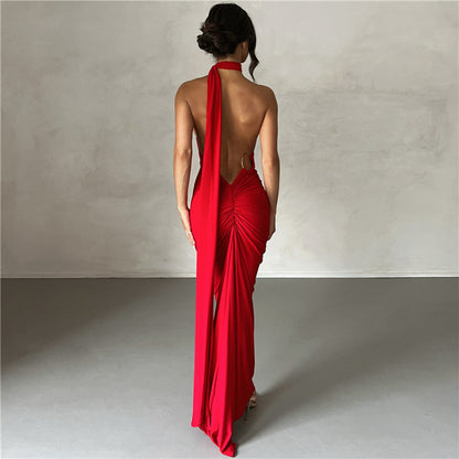 Summer Women  Clothing Sexy Backless Halter Sheath Slim Fit Evening Dress Dress for Women