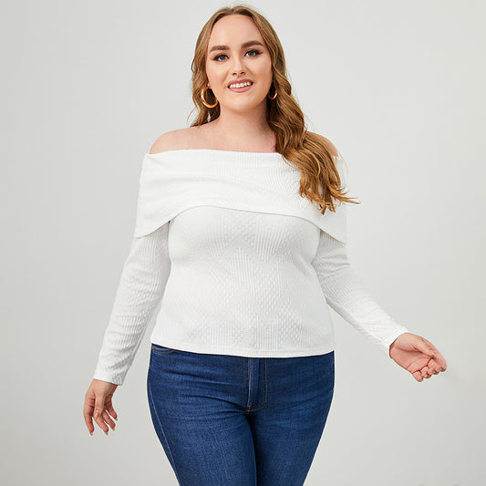 Autumn New Plus Size Women Clothing Fashionable Elegant off-Shoulder Long Sleeve Knitted Tube Top