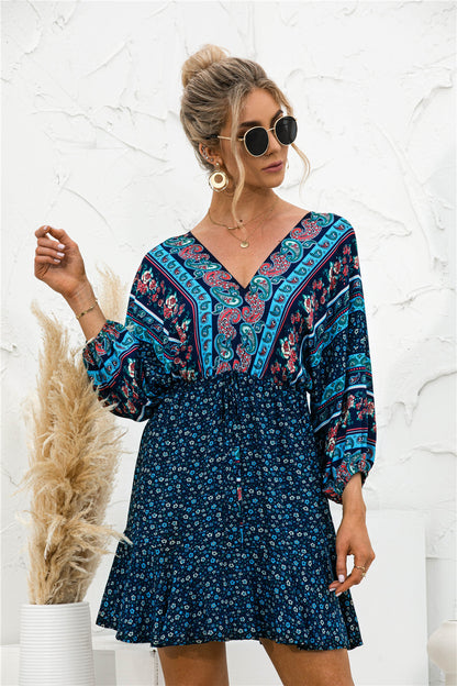 2021 Summer New Popular V-neck Positioning Flower Dress