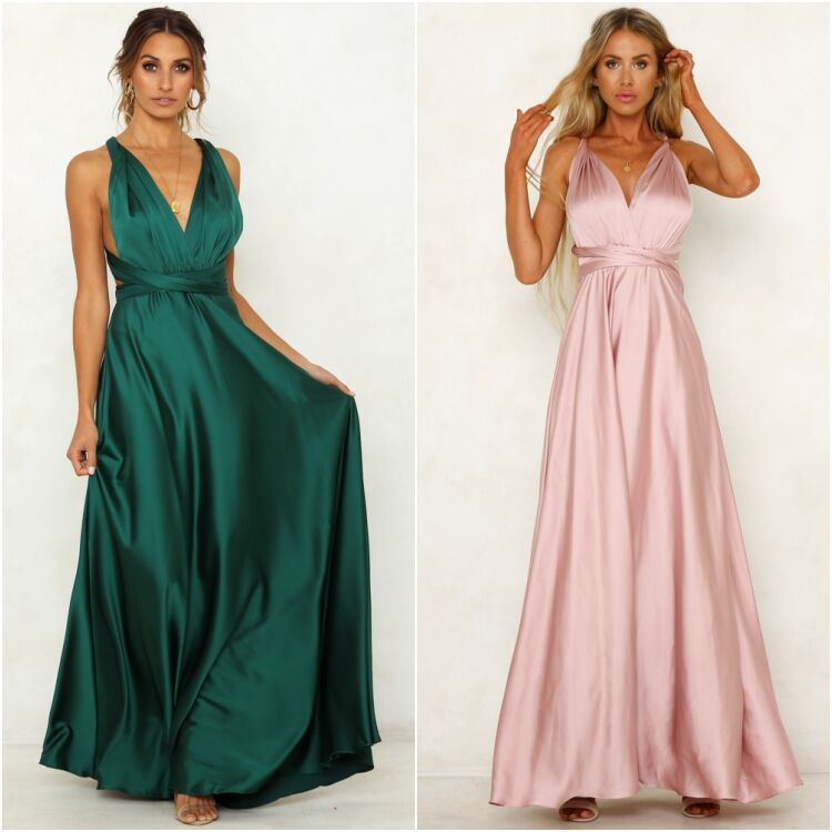 Spring and Summer Solid Color Lace-up V-neck   Sexy Women Clothing Backless High Waist Dress Long Dress Maxi