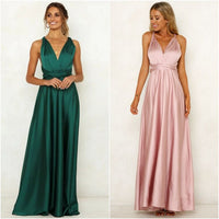 Spring and Summer Solid Color Lace-up V-neck   Sexy Women Clothing Backless High Waist Dress Long Dress Maxi