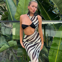Women Clothing Summer Sexy Mesh See through Cool Sleeveless Slim Dress