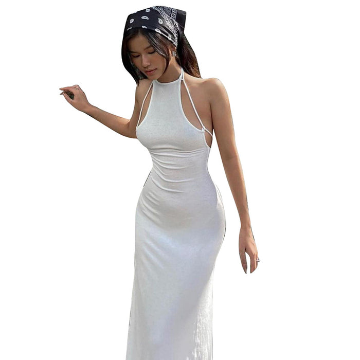 French Advanced Big Back Exposure Dress Sexy Waist Trimming Sheath Elegant Dress Fishtail Dress