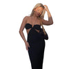 Summer New Women Halter Fashion Sexy Backless Low Cut Slit Slim Fitting Solid Color Dress