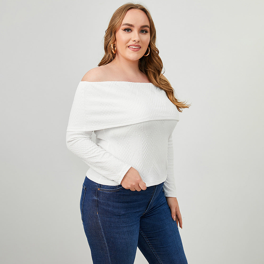 Autumn New Plus Size Women Clothing Fashionable Elegant off-Shoulder Long Sleeve Knitted Tube Top