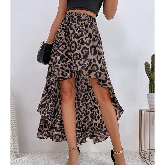 Women Clothing Casual Trend Irregular Printed Dress A- line Skirt