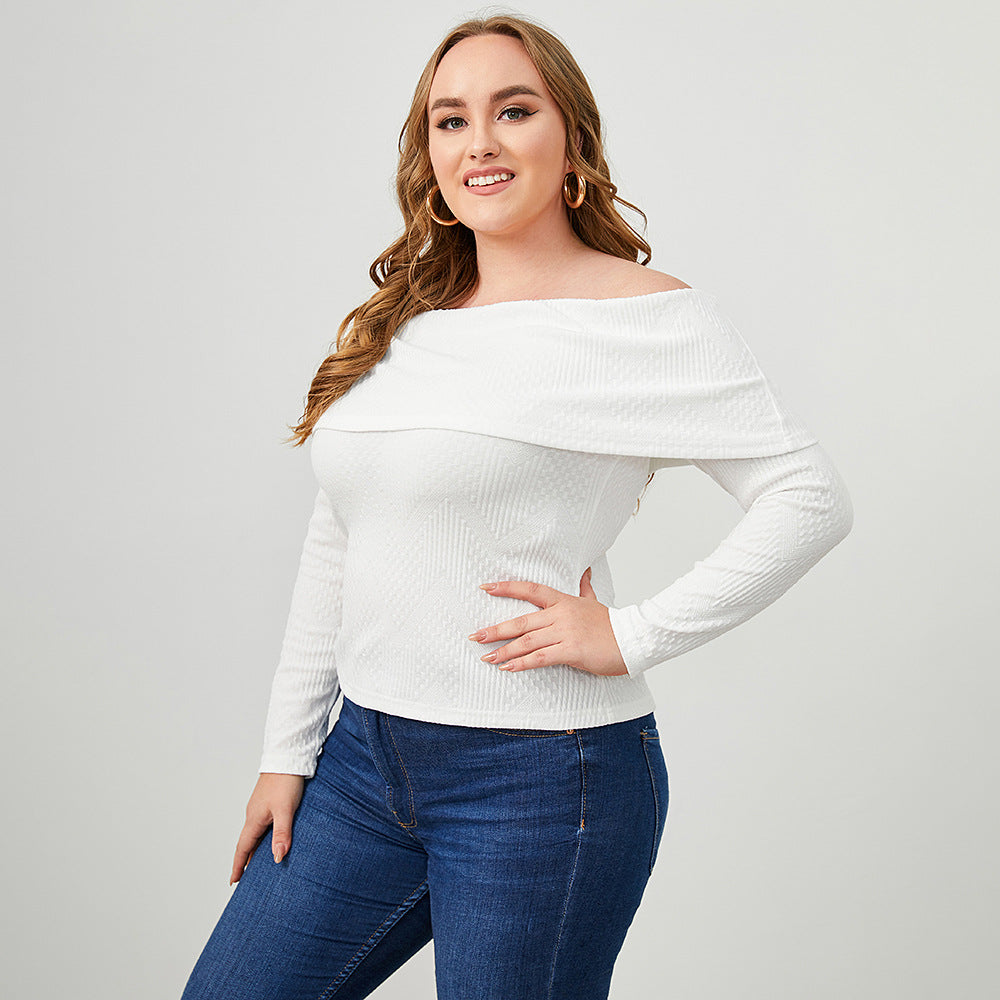 Autumn New Plus Size Women Clothing Fashionable Elegant off-Shoulder Long Sleeve Knitted Tube Top