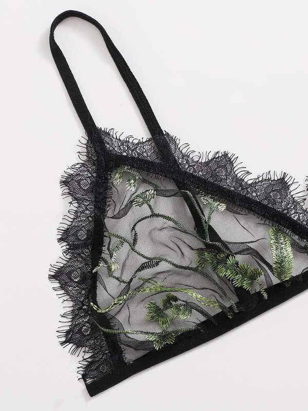 Sexy Lingerie  New Black Lace Sexy Sheer Mesh Embroidered Sexy Sleepwear