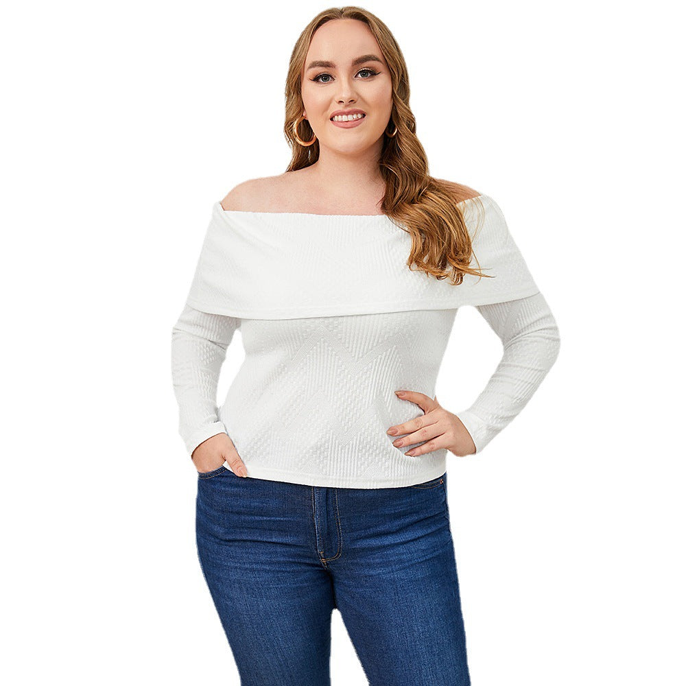 Autumn New Plus Size Women Clothing Fashionable Elegant off-Shoulder Long Sleeve Knitted Tube Top