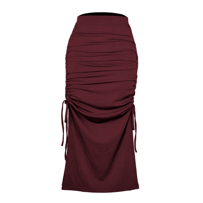 Slit Knitted Slim Skirt Fashion Pleated Tie Sexy Sheath Dress  Women Clothing