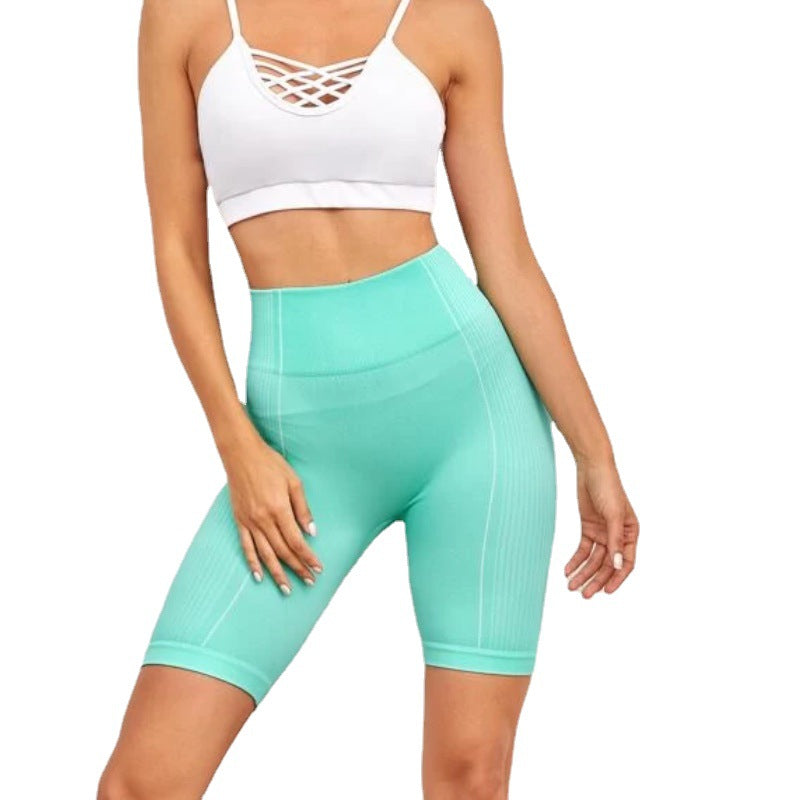 Hot High Waist Fluorescent Five-Point Pants Hip Lifting Breathable Moisture Wicking Stretch Sports Shorts for Women
