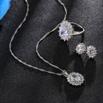 Fashion Blue Crystal Stone Wedding Jewelry Sets For Brides Silver Color Necklace Set For Women African Jewelry Sets &amp; More