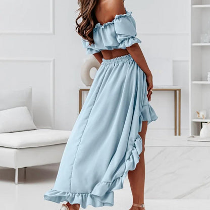 2 Pcs/Set Fabulous Women Skirt Set  Loose Elegant Summer Skirt Set  Two-piece Summer Skirt Set