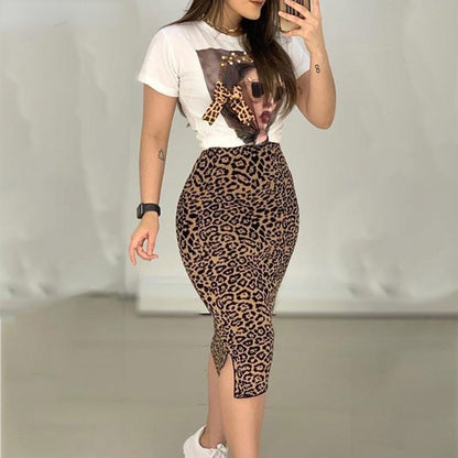 Fashion Leopard Print Office Women Set