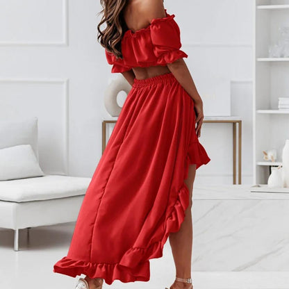 2 Pcs/Set Fabulous Women Skirt Set  Loose Elegant Summer Skirt Set  Two-piece Summer Skirt Set