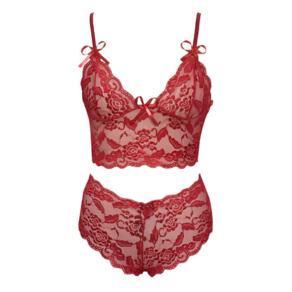 Sexy Lingerie Underwear Set Women&#39;s Sexy Bra Set Solid Color Lace Vest Shorts Floral Camisole Tube Top Panty Set Women&#39;s Pajamas