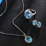 Fashion Blue Crystal Stone Wedding Jewelry Sets For Brides Silver Color Necklace Set For Women African Jewelry Sets &amp; More