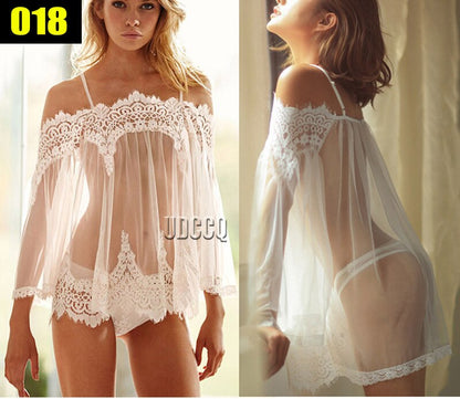 sexy night gown sheer lace transparent dress evening nightgown nightie sleepwear lingerie women Newest miniskirt Nightdress doll