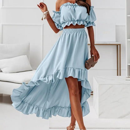 2 Pcs/Set Fabulous Women Skirt Set  Loose Elegant Summer Skirt Set  Two-piece Summer Skirt Set