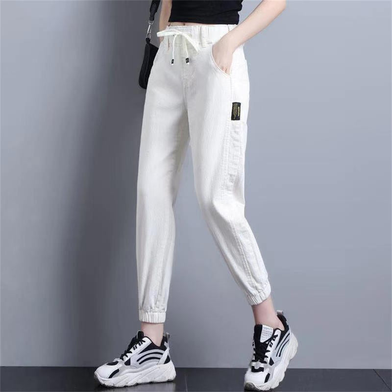 White Jeans for Women High Waist Harem Mom Jeans Spring 2022 New Black Women Jeans Streetwear Jeans Female harem pants