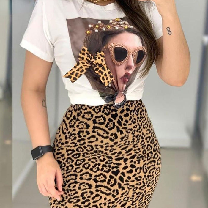 Fashion Leopard Print Office Women Set
