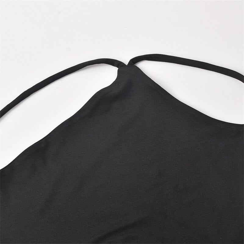 Women Sleeveless Backless Slim Fit One Shoulder Short Dress Solid Color Sexy Party Club Bodycon Dress