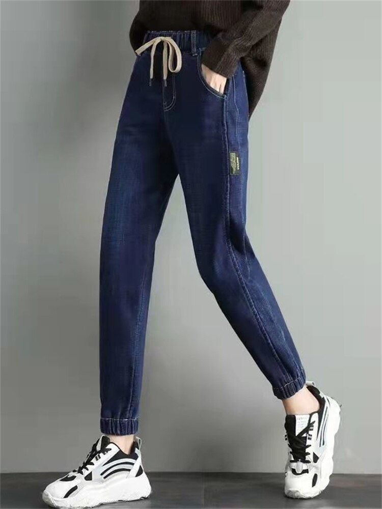 White Jeans for Women High Waist Harem Mom Jeans Spring 2022 New Black Women Jeans Streetwear Jeans Female harem pants