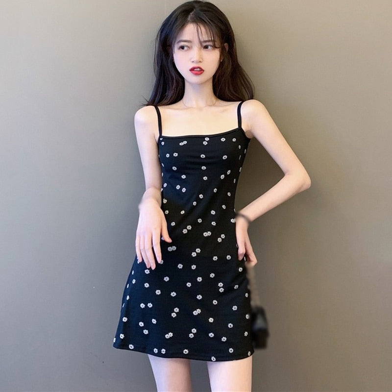Little Daisy Sleeveless Dress Summer Fashion Youth Sweet Simple Fresh Retro Cute All-Match Inner Wear Korean Style