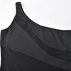 Summer Bodycon Mini Dress Women Sleeveless Irregular Off Shoulder Mesh Stitching Mini Vestidos for Club Party Clothing Black