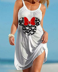 Disney Women&#39;s New Pine Needle Vintage Strap Ruffled Mickey Minnie Dress Large Summer Camis Party Beach Dress Plus Size