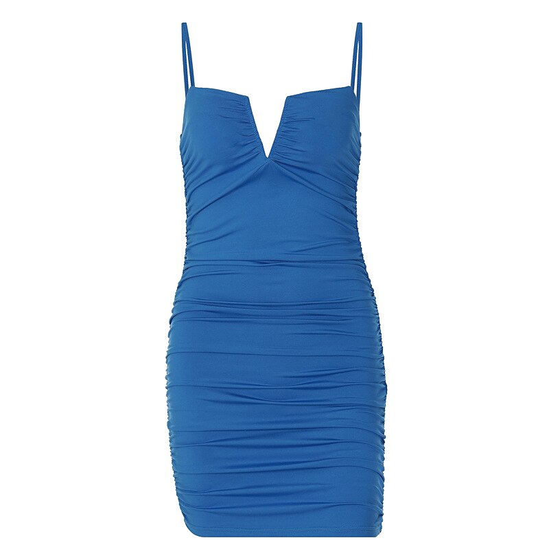Freshlook Women's Solid Color Slim Bag Buttock Slit Hollow Hole Strip Dress Spring Mini Dress,Light Blue/2XL