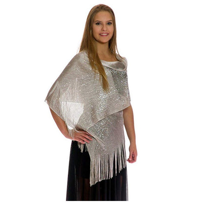 Luxury Female Solid Color Shinning Metallic Wedding Shawl