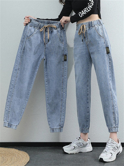 White Jeans for Women High Waist Harem Mom Jeans Spring 2022 New Black Women Jeans Streetwear Jeans Female harem pants