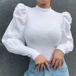 Womens Long Puff Sleeve Blouse Shirts