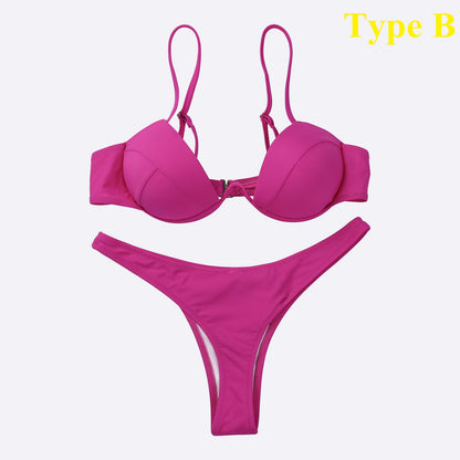 Sexy Push Up Unpadded Brazilian Bikini Set Women 4 Colors Bandage Bikini Set Swimsuit