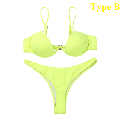 Sexy Push Up Unpadded Brazilian Bikini Set Women 4 Colors Bandage Bikini Set Swimsuit