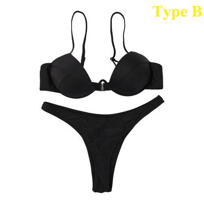 Sexy Push Up Unpadded Brazilian Bikini Set Women 4 Colors Bandage Bikini Set Swimsuit