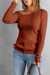 Knit One Shoulder Long Sleeve Pullover Top