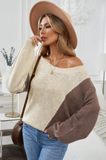 Asymmetric Colorblock Knitted Sweater