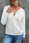 Grey Casual Solid Color Lace-up Hoodie