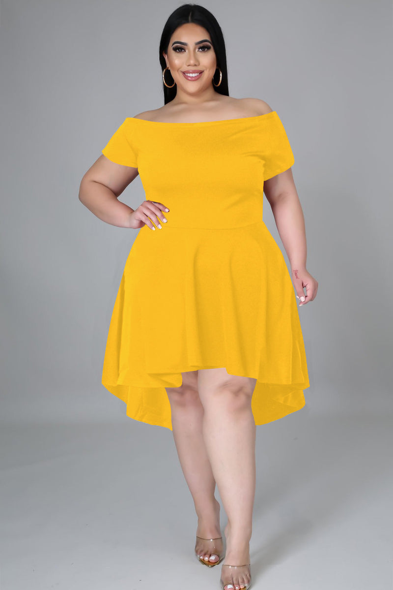 Solid Color Off Shoulder Plus Size Mini Dress