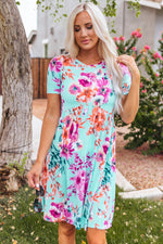 Short Sleeve High Waist Floral T-shirt Dress