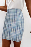 High Waist Tweed Plaid Mini Skirt