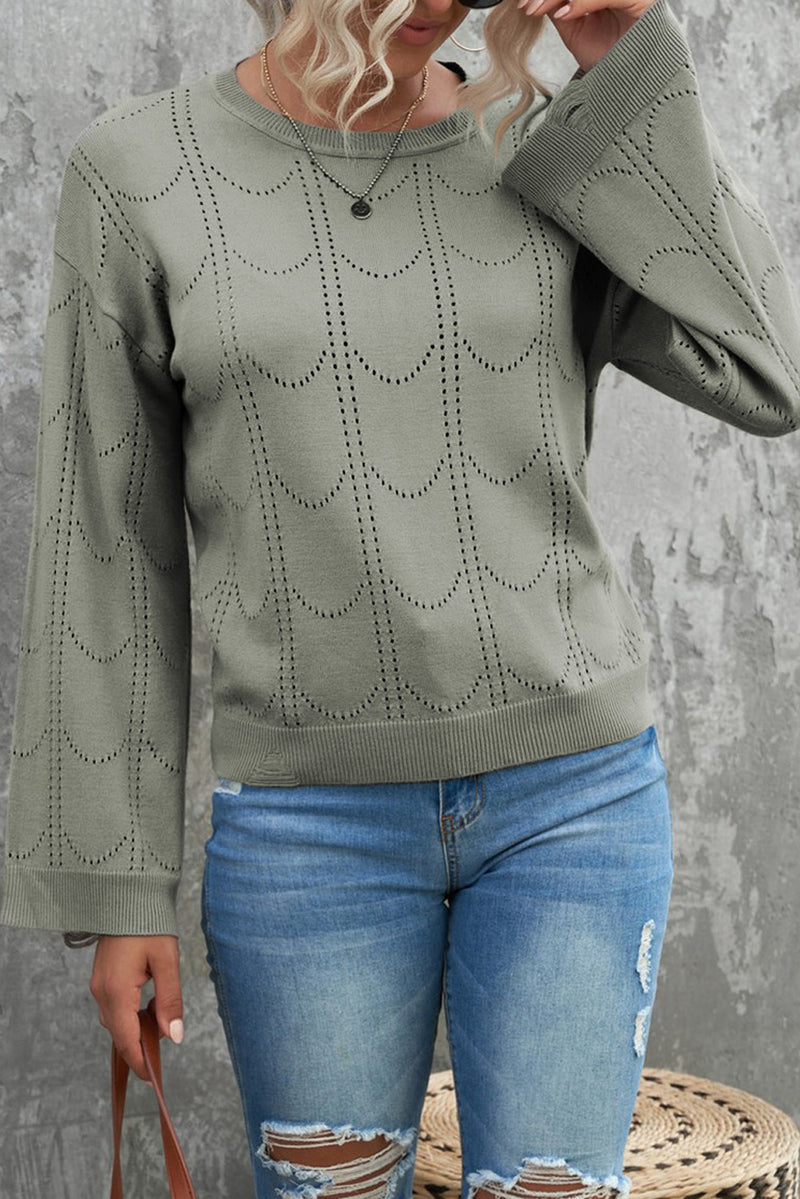 Flare Sleeve Texture Knit Sweater