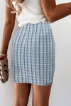 High Waist Tweed Plaid Mini Skirt