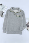 Plaid Splicing Elbow Patch Quilted Long Sleeve Sweatshirt