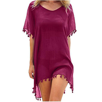 Sexy Women Beach Bikini Cover-up Chiffon Tassels  Summer Dress Swimsuit Swimwear Bathing Suit Mini Loose Pareo Cover Ups