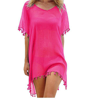 Sexy Women Beach Bikini Cover-up Chiffon Tassels  Summer Dress Swimsuit Swimwear Bathing Suit Mini Loose Pareo Cover Ups