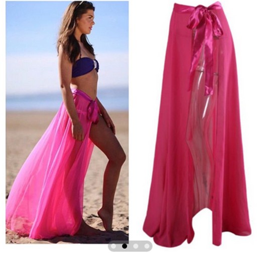 Summer Sexy Womens Bikini Cover Up Swimwear Sheer Beach Maxi Wrap Bandage Split Skirt Sarong Pareo Casual Cover-up Beachwear