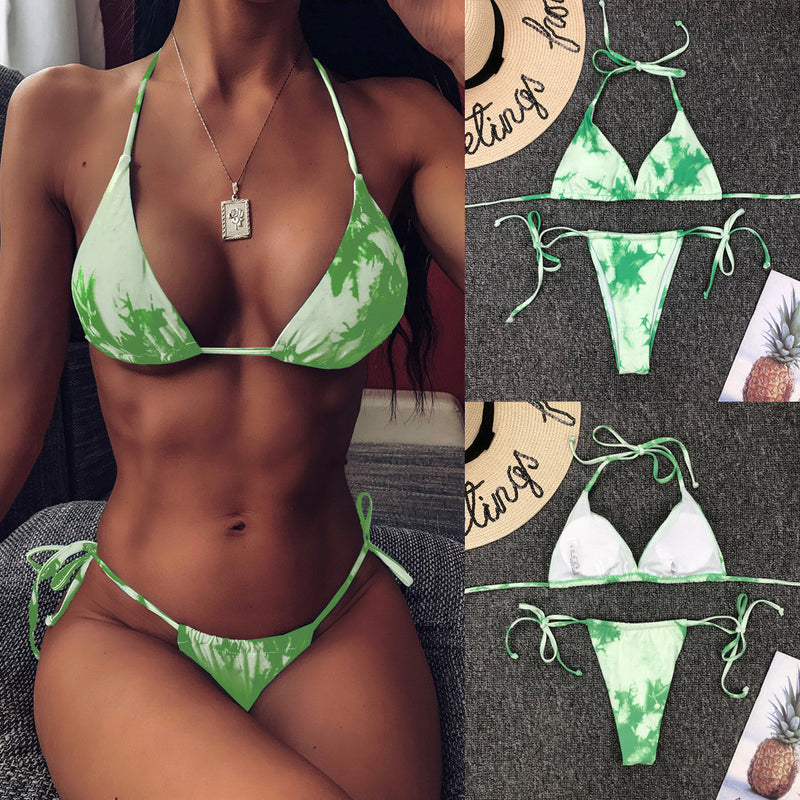 Bikini Tie Dye Women Sexy Bikinis Brasileiro 2020 Bikini Tanga Lace-up Push Up Bikinis Sets